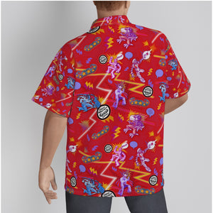 80's Cosmic Moustache Comics... Men's Hawaiian Shirt (With Button Closure)